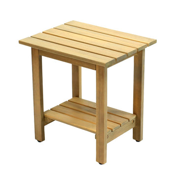 Kellie 16.1" Cottage Classic Slatted Solid Acacia Wood Indoor/Outdoor Shower Bench with Shelf